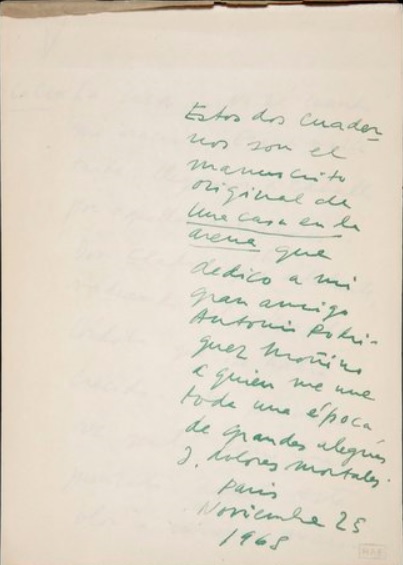 MANUSCRITO UNA CASA EN LA ARENA